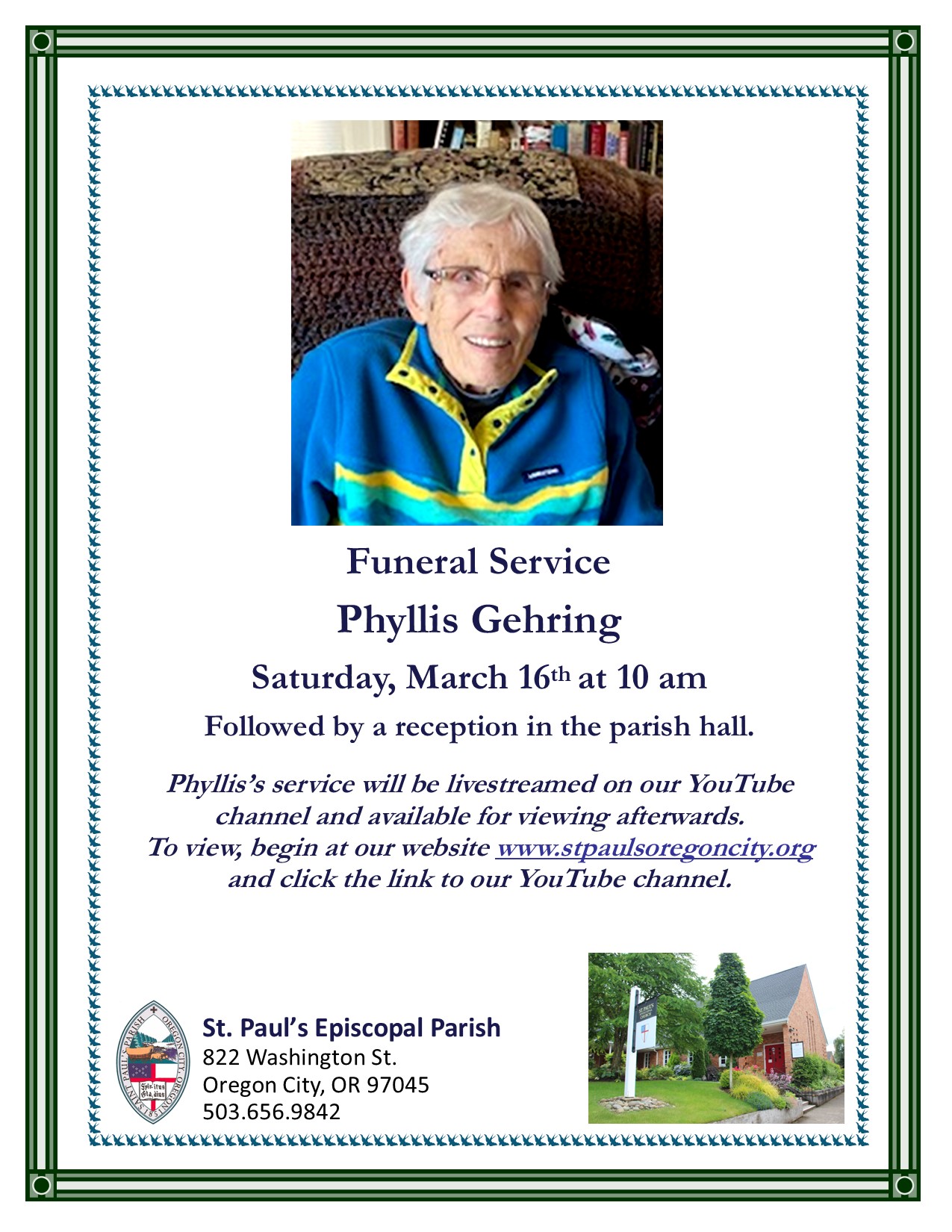 Phyllis Gehring Announcement